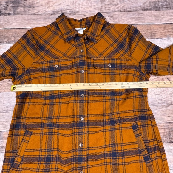 Duluth Trading Co Women Shirt Dress Large Yellow Plaid Flannel Button Back - Picture 6 of 6
